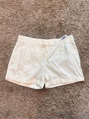 Old Navy XL White Linen Blend High Rise Pull-On Shorts NWT